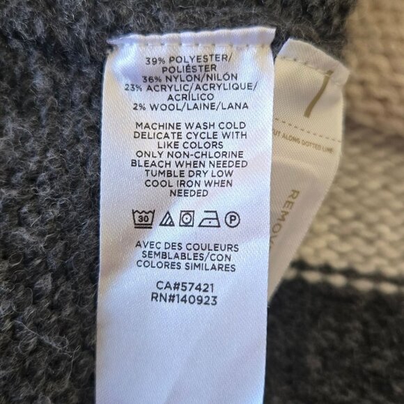 Loft Petite Medium Striped Sweater Crew Neck Soft Knit Teal Gray White Cozy Warm - Picture 6 of 6